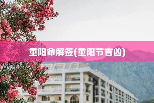 重阳命解签(重阳节吉凶)