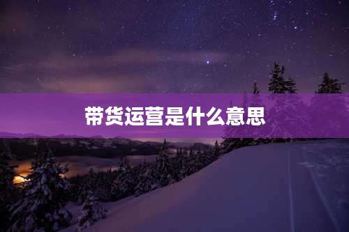 带货运营是什么意思