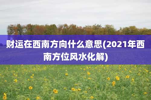 财运在西南方向什么意思(2021年西南方位风水化解)