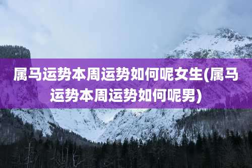 属马运势本周运势如何呢女生(属马运势本周运势如何呢男)