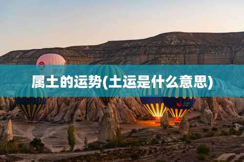 属土的运势(土运是什么意思)