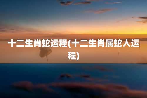 十二生肖蛇运程(十二生肖属蛇人运程)