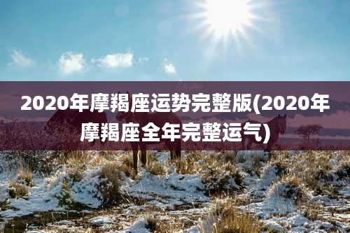 2020年摩羯座运势完整版(2020年摩羯座全年完整运气)