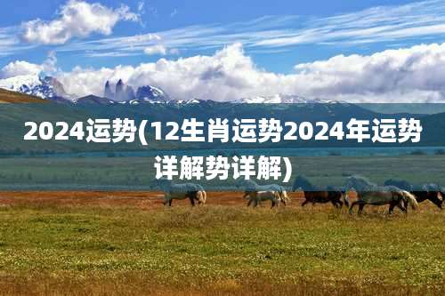 2024运势(12生肖运势2024年运势详解势详解)