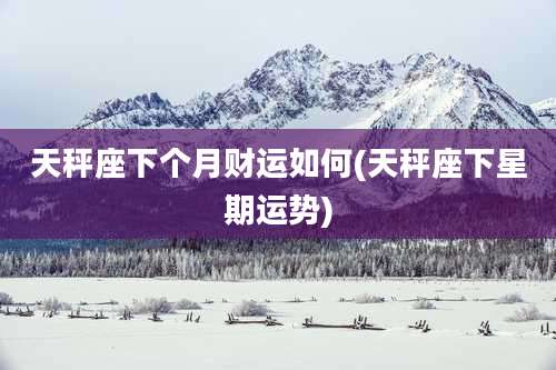 天秤座下个月财运如何(天秤座下星期运势)