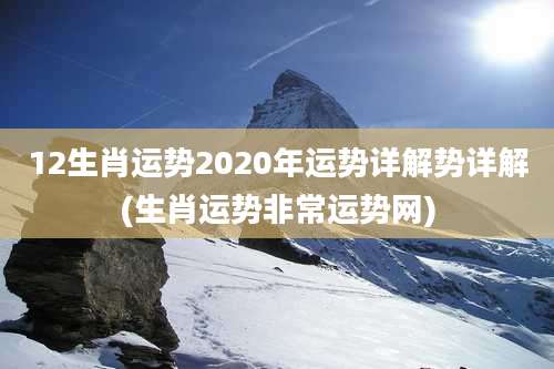 12生肖运势2020年运势详解势详解(生肖运势非常运势网)