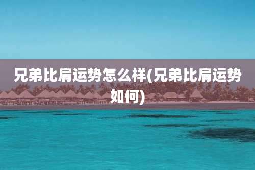 兄弟比肩运势怎么样(兄弟比肩运势如何)