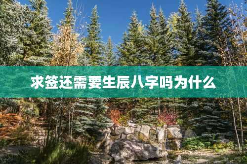 求签还需要生辰八字吗为什么