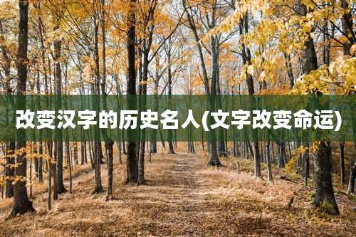 改变汉字的历史名人(文字改变命运)