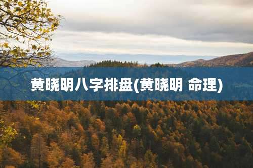 黄晓明八字排盘(黄晓明 命理)