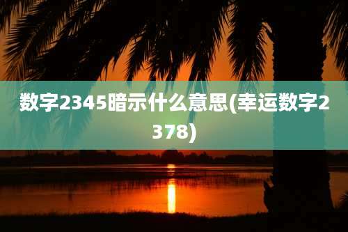 数字2345暗示什么意思(幸运数字2378)