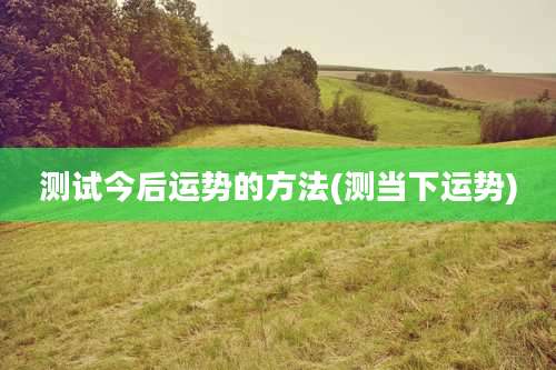 测试今后运势的方法(测当下运势)