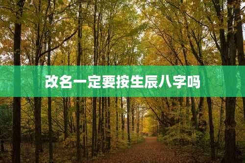 改名一定要按生辰八字吗