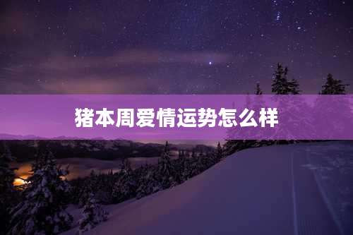 猪本周爱情运势怎么样