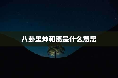 八卦里坤和离是什么意思