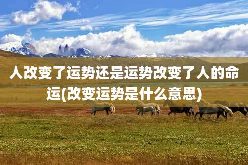 人改变了运势还是运势改变了人的命运(改变运势是什么意思)