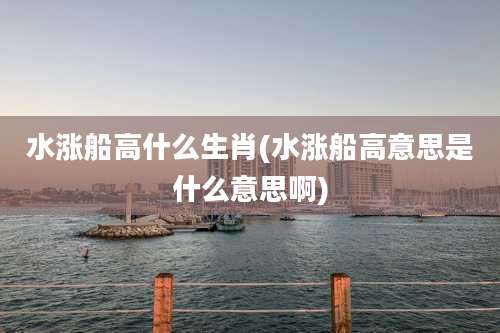 水涨船高什么生肖(水涨船高意思是什么意思啊)