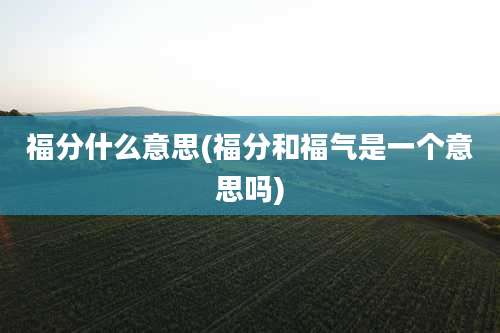 福分什么意思(福分和福气是一个意思吗)
