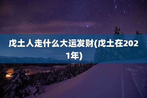 戊土人走什么大运发财(戊土在2021年)