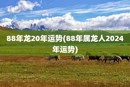 88年龙20年运势(88年属龙人2024年运势)