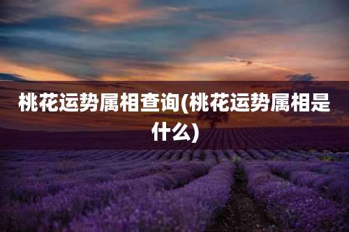 桃花运势属相查询(桃花运势属相是什么)