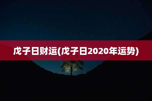 戊子日财运(戊子日2020年运势)