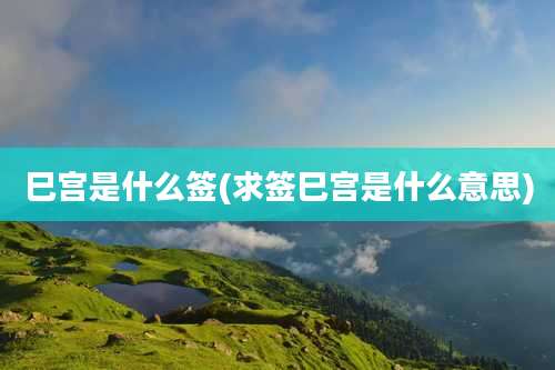 巳宫是什么签(求签巳宫是什么意思)