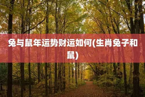 兔与鼠年运势财运如何(生肖兔子和鼠)