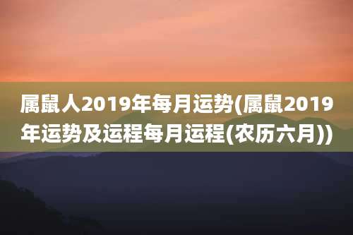 属鼠人2019年每月运势(属鼠2019年运势及运程每月运程(农历六月))