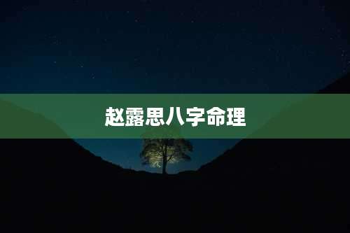 赵露思八字命理