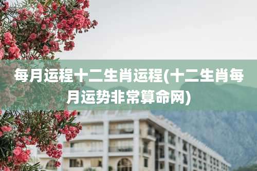每月运程十二生肖运程(十二生肖每月运势非常算命网)