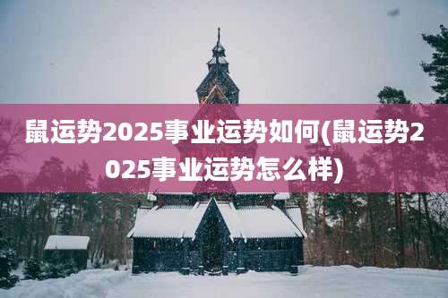 鼠运势2025事业运势如何(鼠运势2025事业运势怎么样)