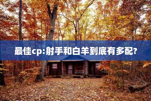 最佳cp:射手和白羊到底有多配?