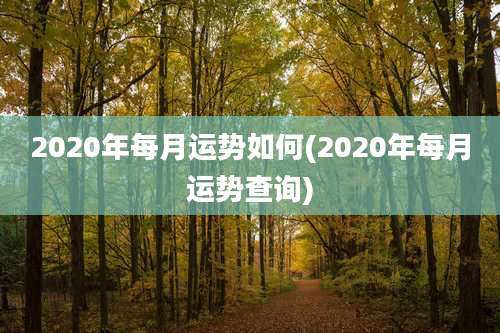 2020年每月运势如何(2020年每月运势查询)