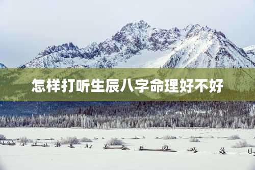 怎样打听生辰八字命理好不好