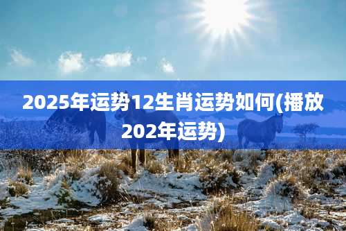 2025年运势12生肖运势如何(播放202年运势)