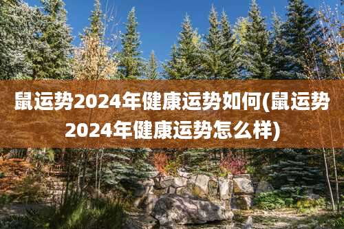 鼠运势2024年健康运势如何(鼠运势2024年健康运势怎么样)