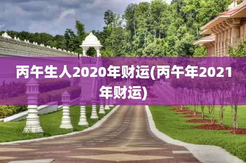 丙午生人2020年财运(丙午年2021年财运)