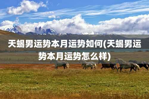 天蝎男运势本月运势如何(天蝎男运势本月运势怎么样)