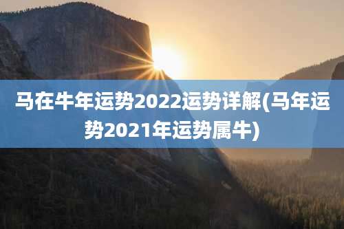 马在牛年运势2022运势详解(马年运势2021年运势属牛)
