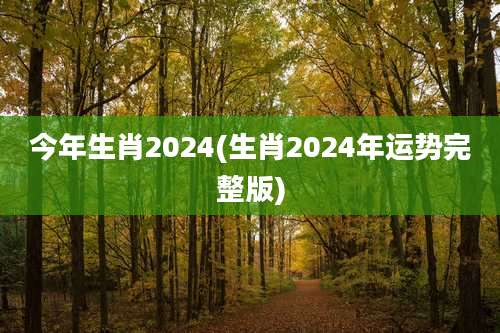 今年生肖2024(生肖2024年运势完整版)