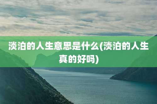 淡泊的人生意思是什么(淡泊的人生真的好吗)