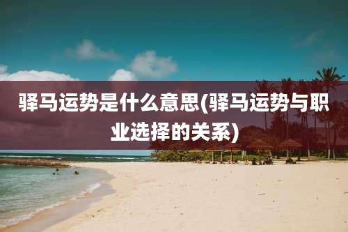 驿马运势是什么意思(驿马运势与职业选择的关系)