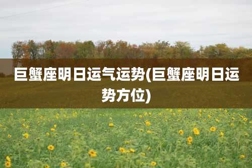 巨蟹座明日运气运势(巨蟹座明日运势方位)