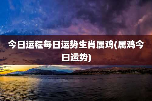 今日运程每日运势生肖属鸡(属鸡今曰运势)
