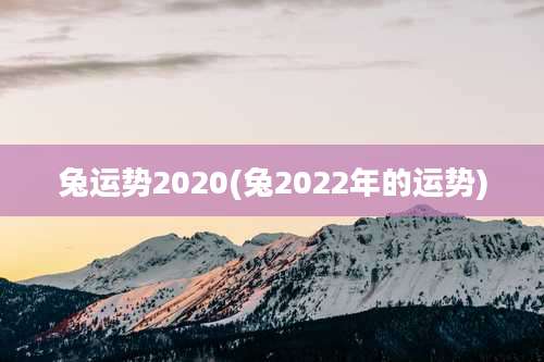 兔运势2020(兔2022年的运势)