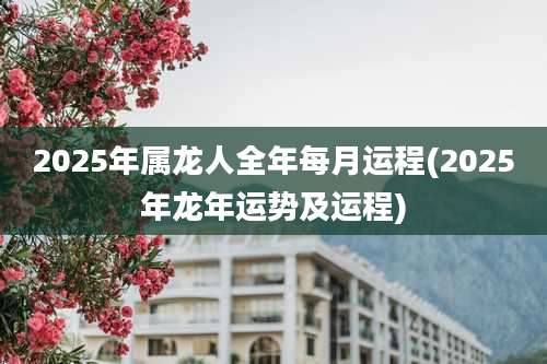 2025年属龙人全年每月运程(2025年龙年运势及运程)