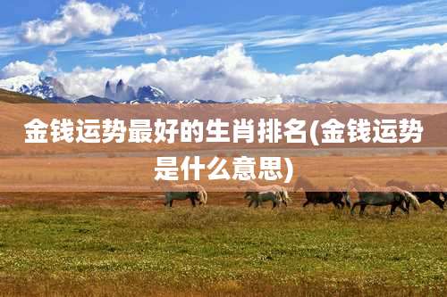 金钱运势最好的生肖排名(金钱运势是什么意思)