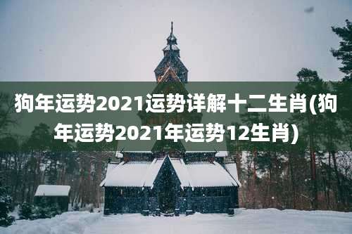 狗年运势2021运势详解十二生肖(狗年运势2021年运势12生肖)
