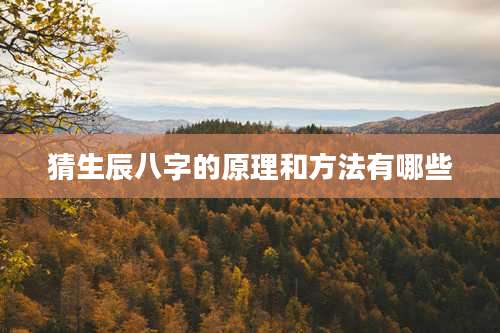 猜生辰八字的原理和方法有哪些